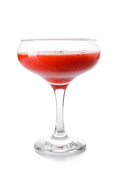 Glass Strawberry Daiquiri Cocktail White Background — Stockfoto