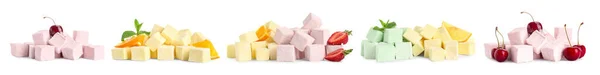 Colorful Sweet Marshmallows White Background — Stock Photo, Image