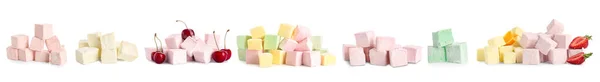 Marshmallow Dolci Colorati Sfondo Bianco — Foto Stock