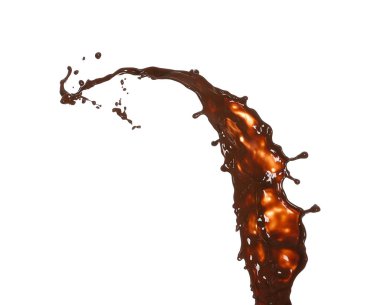 Beyaz arka planda sıcak çikolata lekesi
