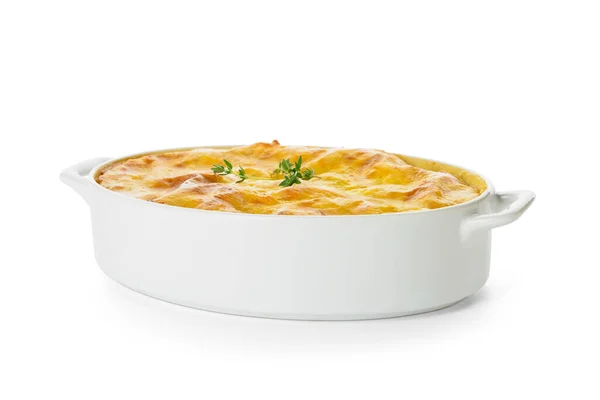 Casserole Mashed Potatoes White Background — Stock Photo, Image