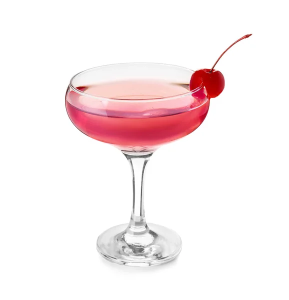 Bicchiere Gustoso Cocktail Cosmopolita Sfondo Bianco — Foto Stock