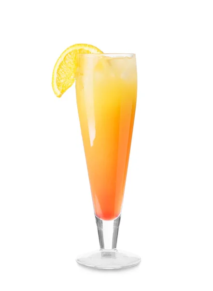 Glas Välsmakande Sex Stranden Cocktail Vit Bakgrund — Stockfoto