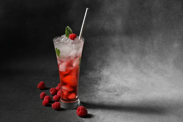 Glass Delicious Raspberry Lemonade Dark Background — Stock Photo, Image