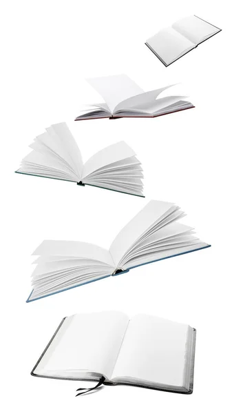 Libros Voladores Sobre Fondo Blanco — Foto de Stock