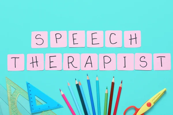 Text Speech Therapist Stationery Color Background — Stock Photo, Image