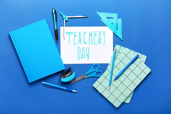 Paper Text Teacher Day Stationery Color Background — Stock Photo, Image