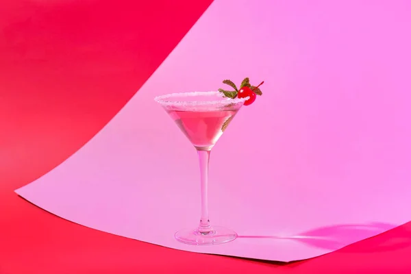 Glass Tasty Cosmopolitan Cocktail Color Background — Stock Photo, Image