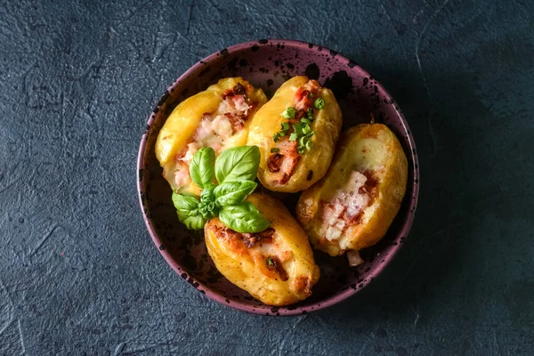 Plate Baked Potato Dark Background — Stock Photo, Image