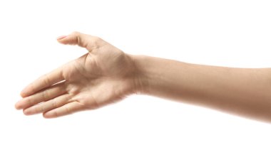 Beyaz arkaplanda kadın eli