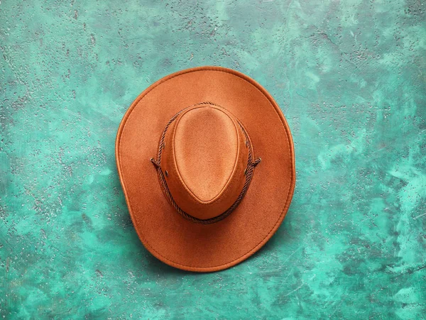 Chapéu Cowboy Elegante Fundo Cor — Fotografia de Stock