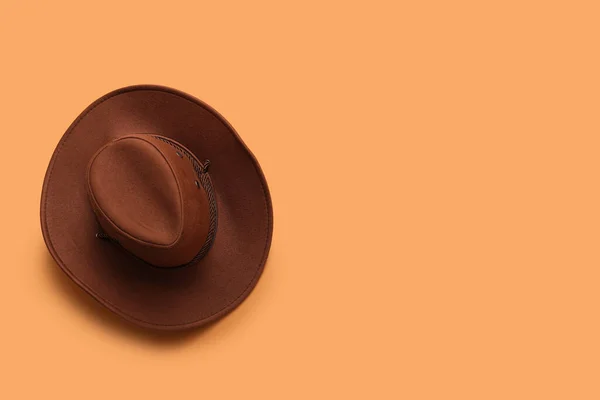 Stylish Cowboy Hat Color Background — Stock Photo, Image