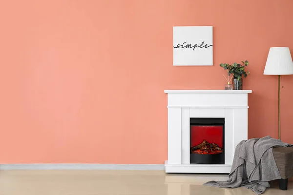 Modern Fireplace Interior Stylish Living Room — Stock Photo, Image