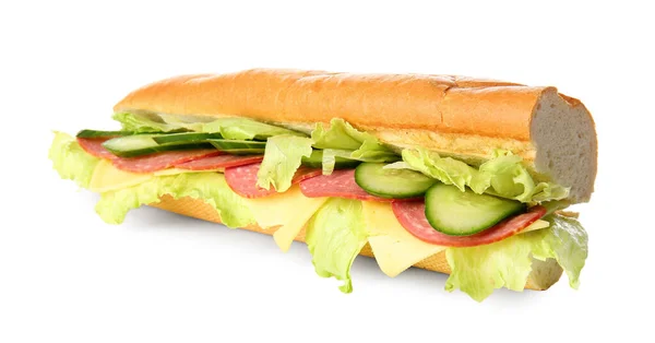 Leckeres Sandwich Auf Weißem Hintergrund — Stockfoto