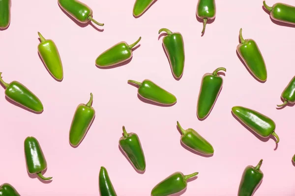 Green Jalapeno Peppers Color Background — Stock Photo, Image