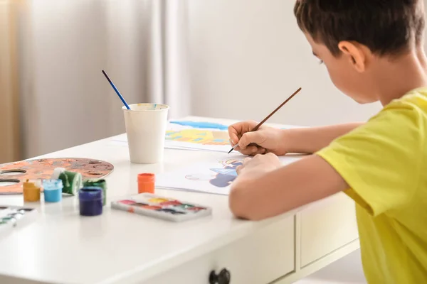 Little Boy Painting Home — Stock Photo, Image