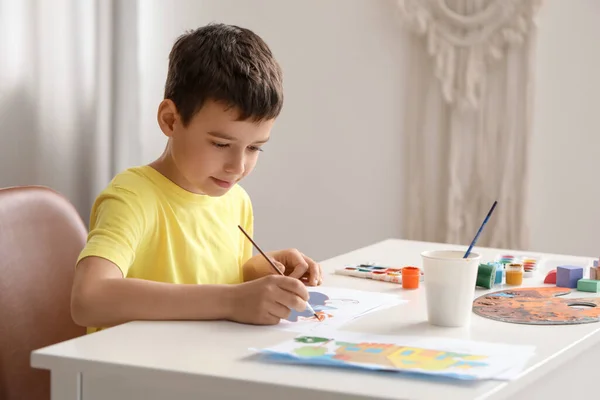 Little Boy Painting Home — Stock Photo, Image