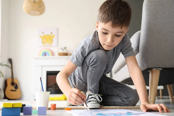 Little Boy Painting Home — Stock Photo, Image