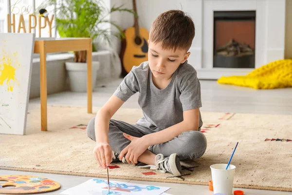 Little Boy Painting Home — Stock Photo, Image