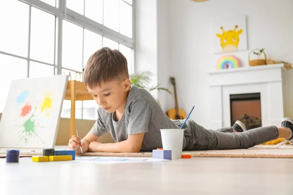 Menino Pintando Casa — Fotografia de Stock