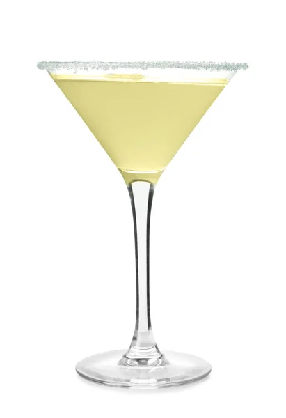 Glas Met Lekkere Daiquiri Cocktail Witte Achtergrond — Stockfoto