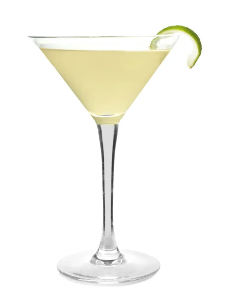 Bicchiere Con Gustoso Cocktail Daiquiri Sfondo Bianco — Foto Stock