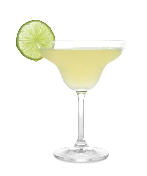Bicchiere Gustoso Cocktail Daiquiri Sfondo Bianco — Foto Stock