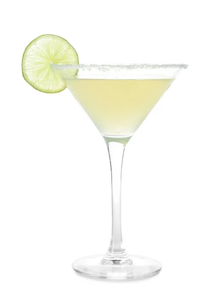 Verre Délicieux Cocktail Daiquiri Sur Fond Blanc — Photo