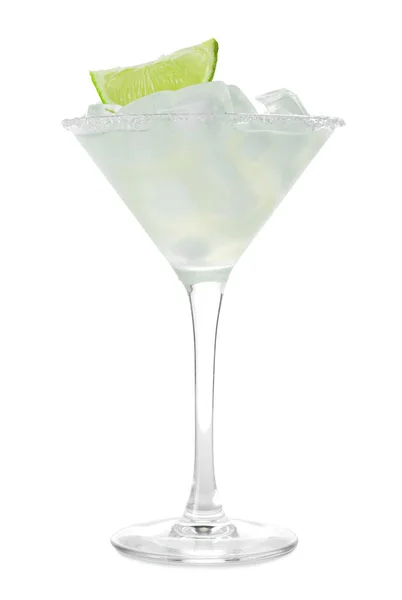 Glas Koude Daiquiri Cocktail Witte Achtergrond — Stockfoto