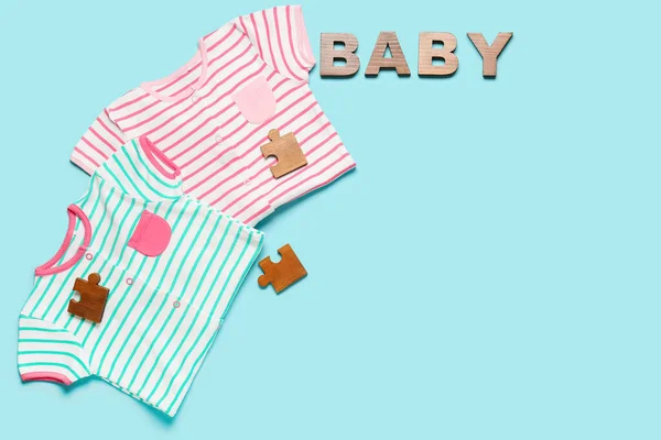 Stylish Baby Clothes Color Background — Stock Photo, Image