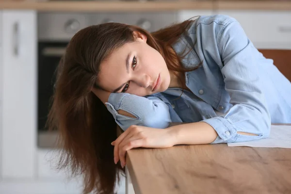 Depressed Young Woman Home — Stock Photo, Image