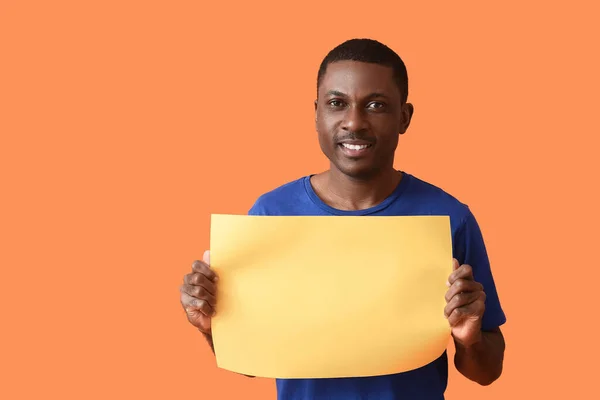 African American Man Blank Poster Color Background — Stock Photo, Image