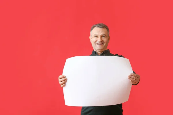 Mature Man Blank Poster Color Background — Stock Photo, Image