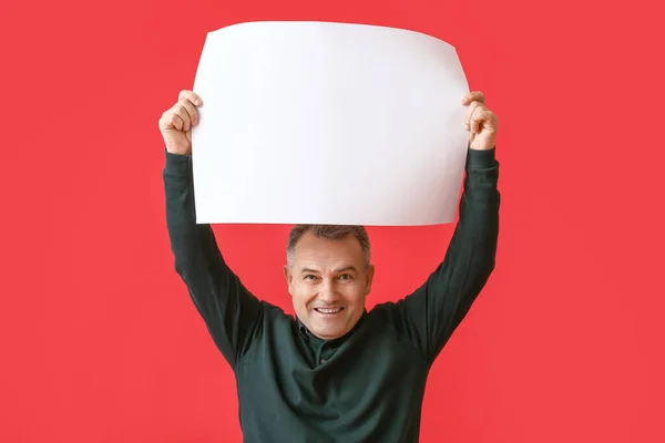 Mature Man Blank Poster Color Background — Stock Photo, Image