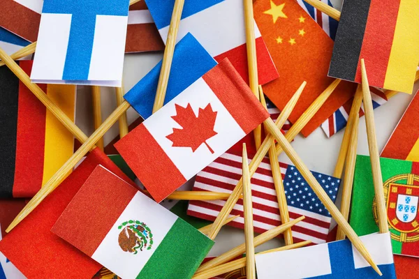 Veel Vlaggen Van Verschillende Landen Als Achtergrond — Stockfoto