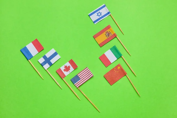 Bandeiras Diferentes Países Fundo Cor — Fotografia de Stock