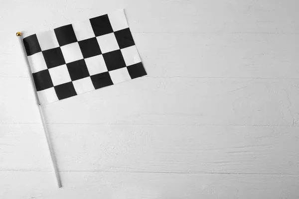 Racing Flag White Wooden Background — Stock Photo, Image