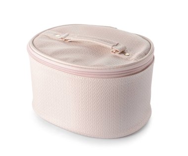 Beyaz arkaplanda şık kozmetik çanta