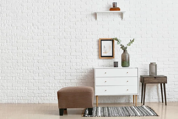 Interior Stylish Living Room Modern Chest Drawers — Stock Photo, Image