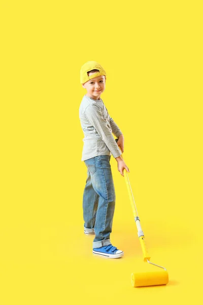 Little Boy Painting Color Background — Stock Photo, Image