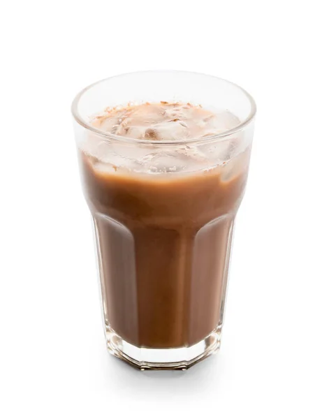 Vaso Sabrosa Leche Chocolate Sobre Fondo Blanco — Foto de Stock