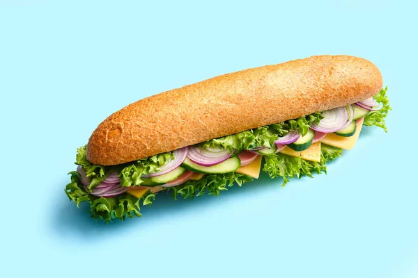 Tasty Sandwich Color Background — Stock Photo, Image