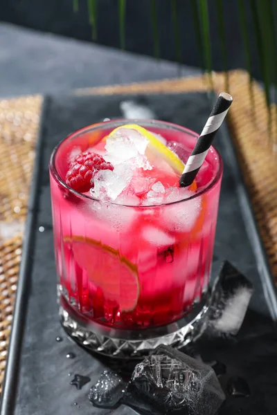 Glass Tasty Raspberry Lemonade Table — Stock Photo, Image