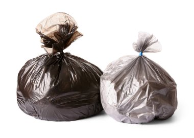 Beyaz arkaplanda çöp torbaları