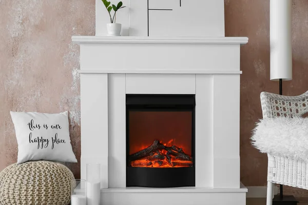 Modern Fireplace Color Wall — Stock Photo, Image