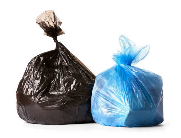 Tas Dengan Sampah Latar Belakang Putih — Stok Foto