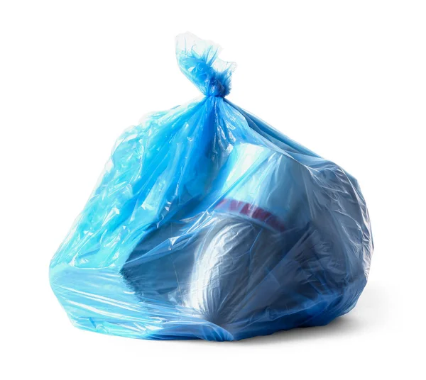 Tas Dengan Sampah Latar Belakang Putih — Stok Foto