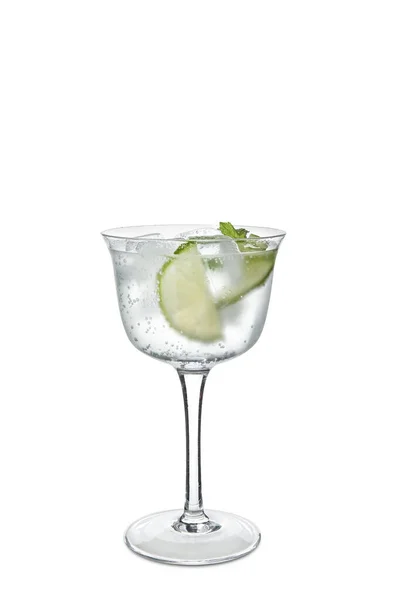Bicchiere Gin Freddo Tonico Sfondo Bianco — Foto Stock