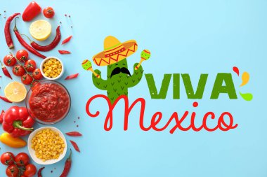 Meksika 'nın Bağımsızlık Günü için salsa soslu tebrik kartı.