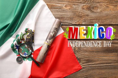 Meksika 'nın Bağımsızlık Günü için Meksika bayrağıyla tebrik kartı.